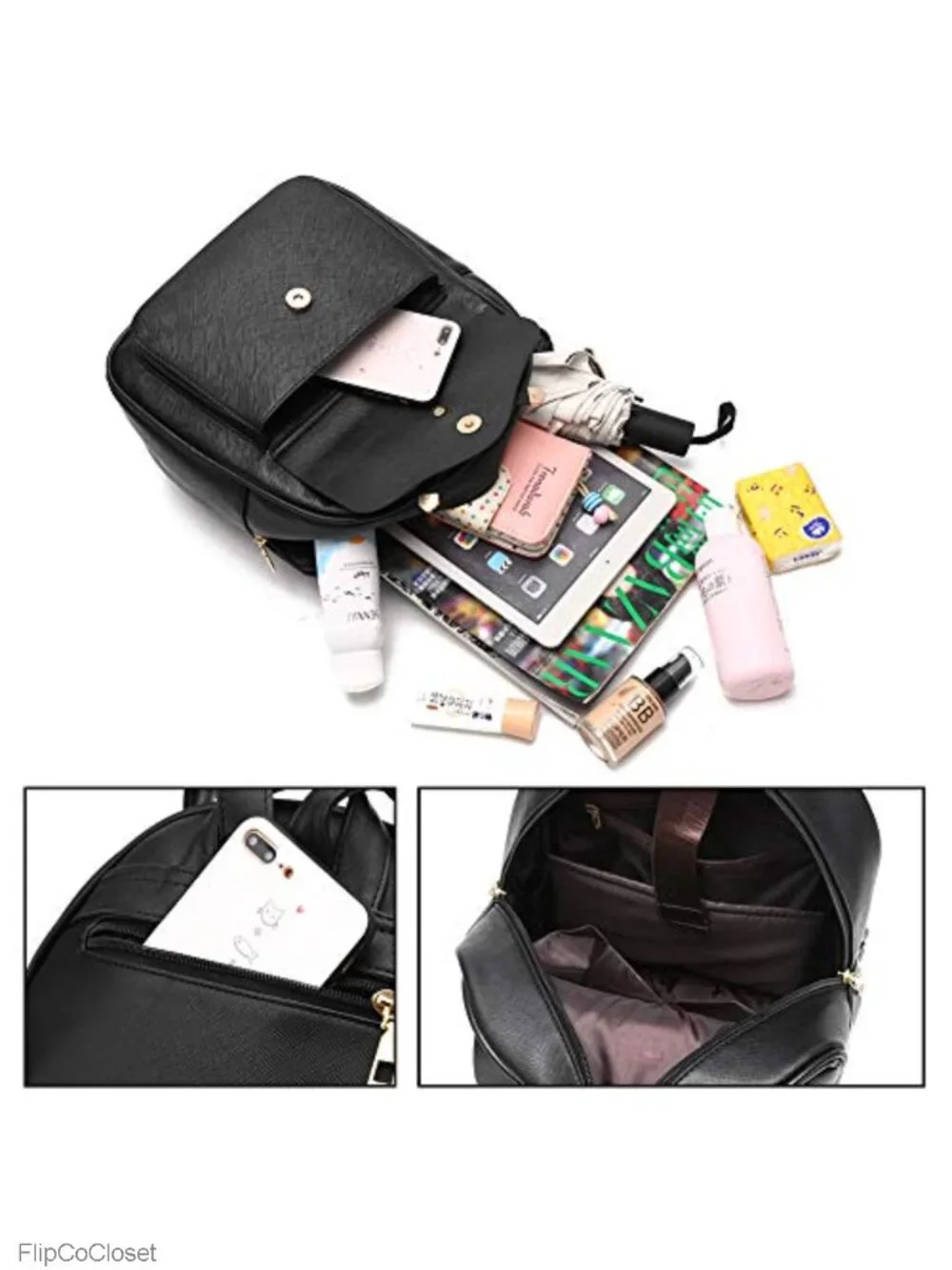 PU Leather Bowknot Backpack Purse for Women with Adjustable Shoulder Straps